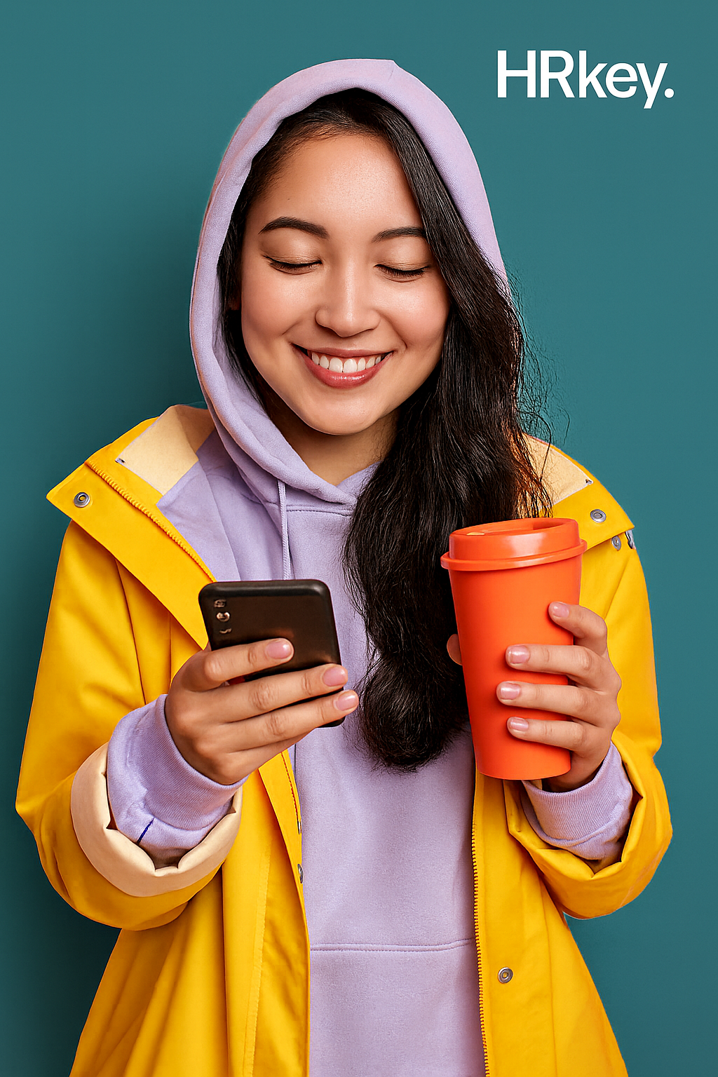 Professional woman using HRKey app